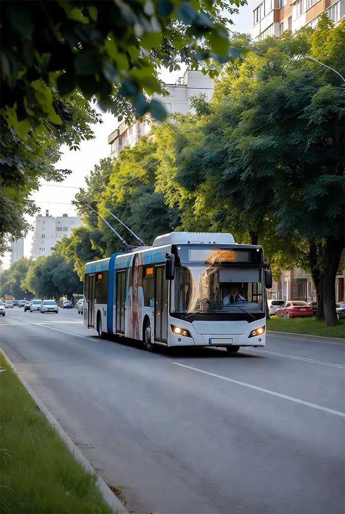 Реклама на троллейбусе — перфорация и борта
